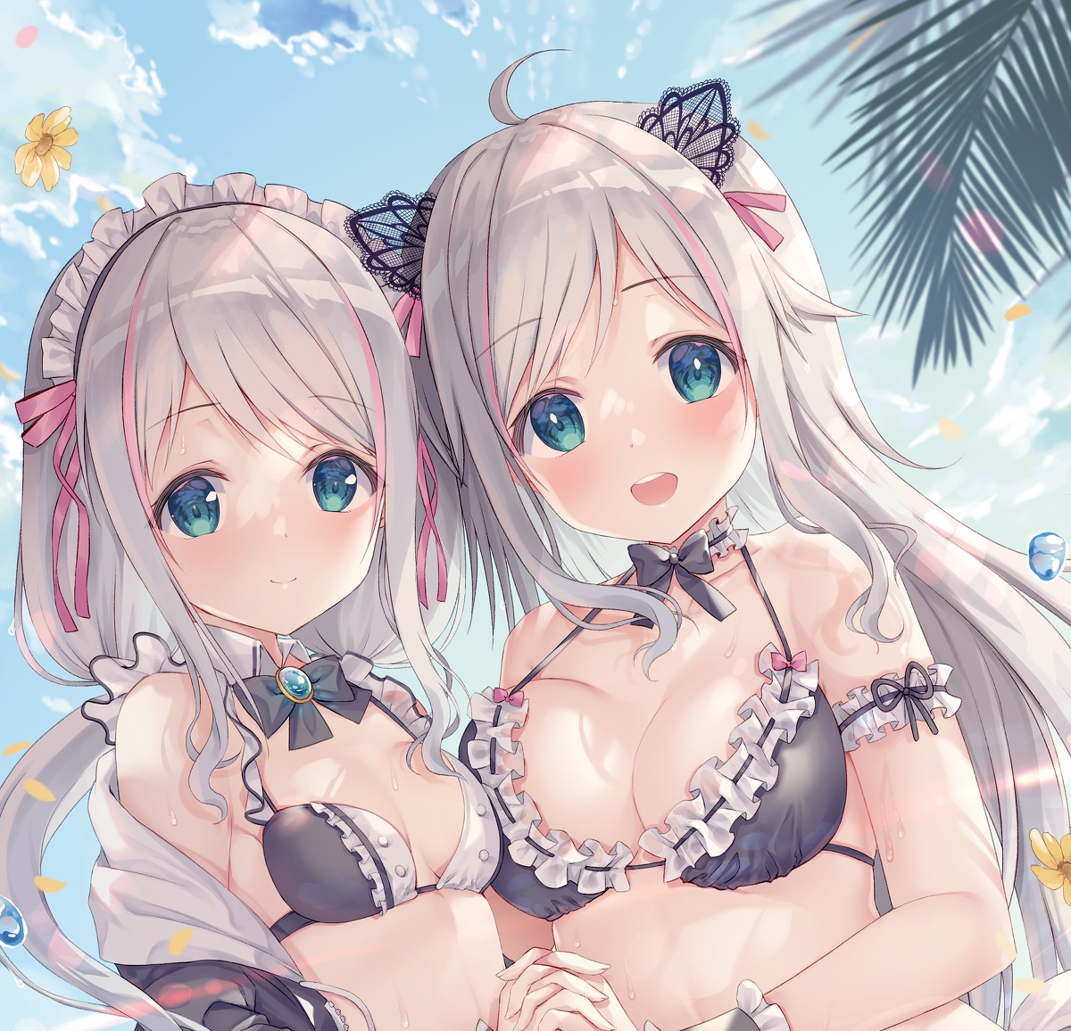 This is a pixiv picture whose title is ふたりの水着.