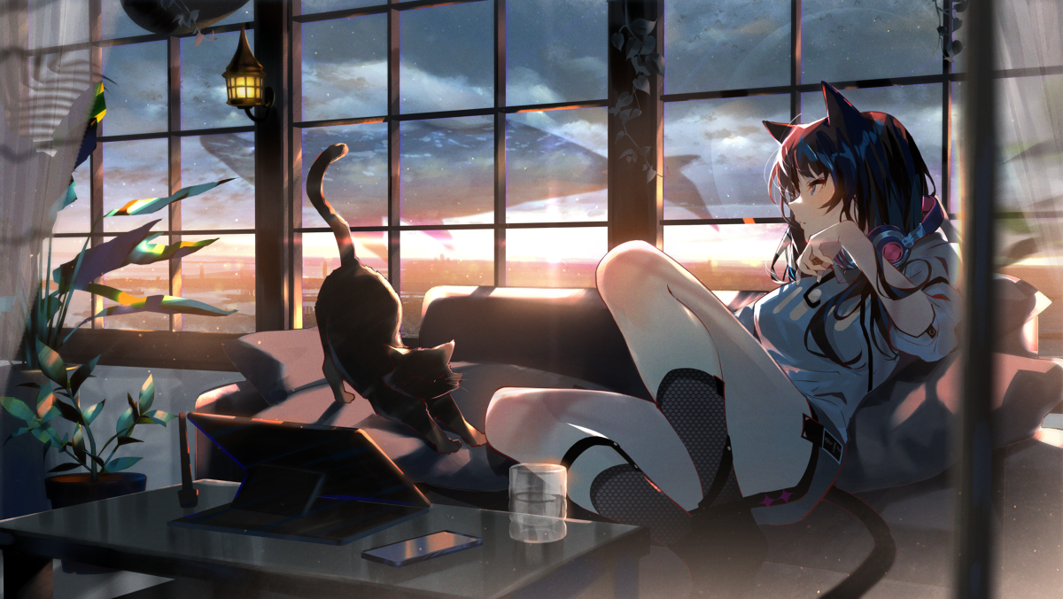 This is a pixiv picture whose title is 猫さんとクジラ.