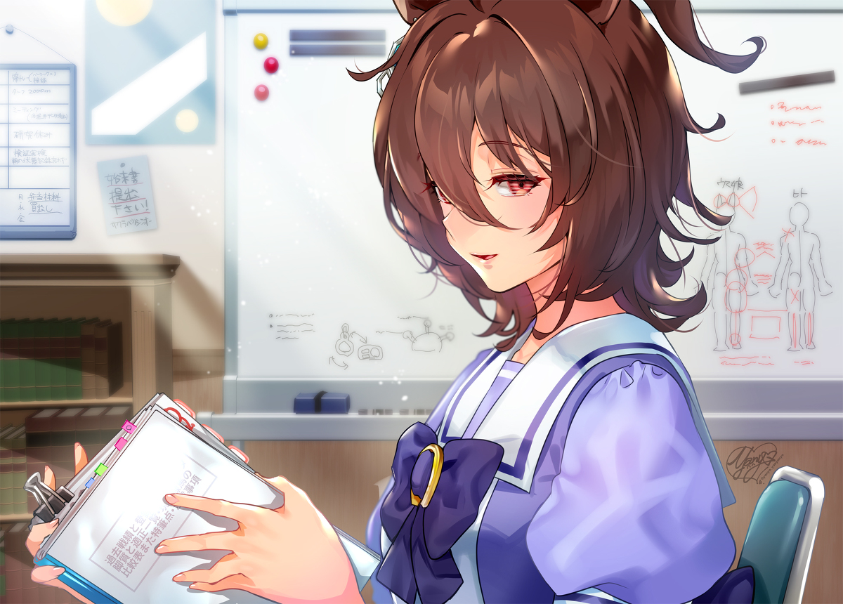 This is a pixiv picture whose title is アグネスタキオンと朝の経過観察と.
