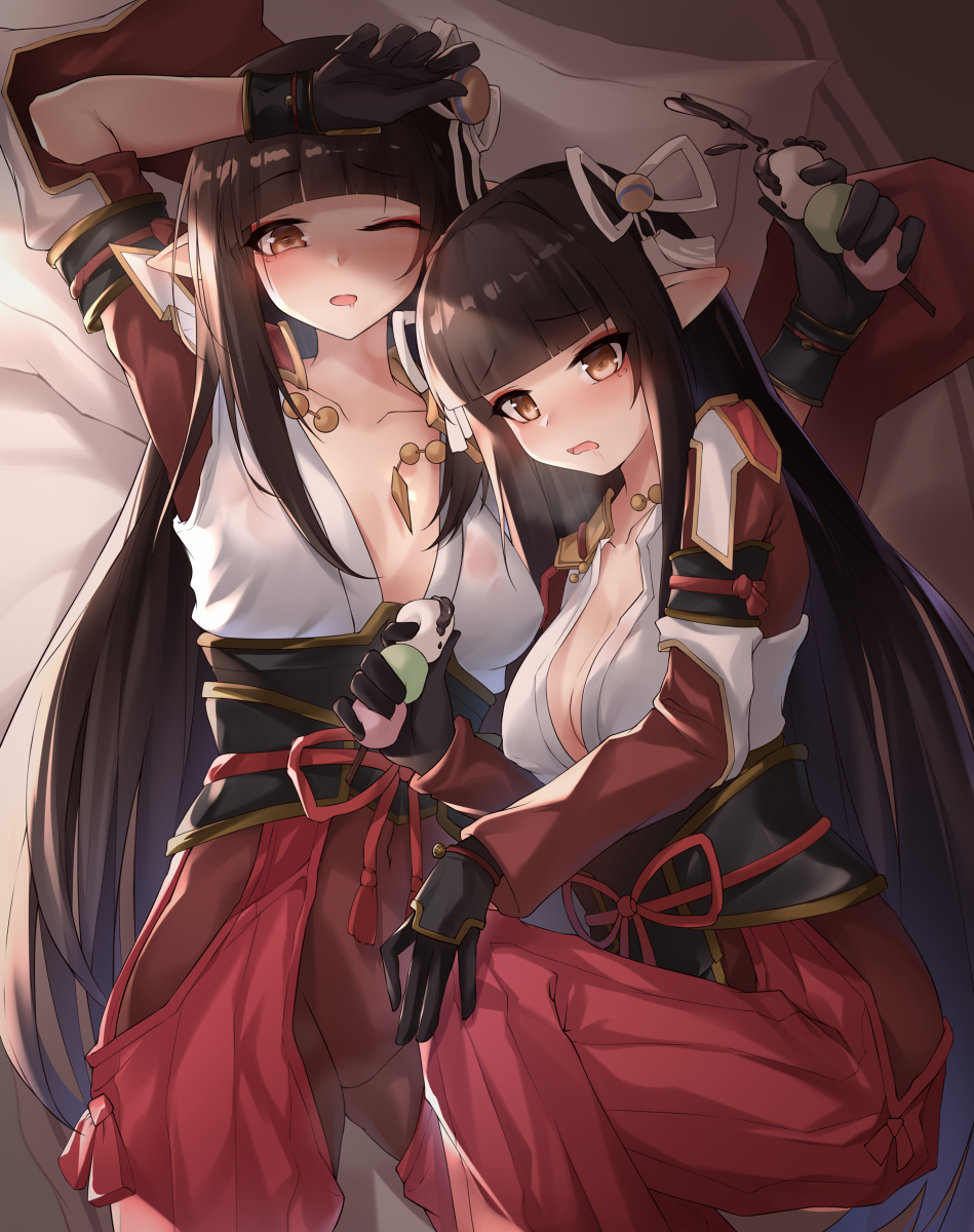 This is a pixiv picture whose title is 怪物猎人rise 看板娘 双子 火芽 水芸.