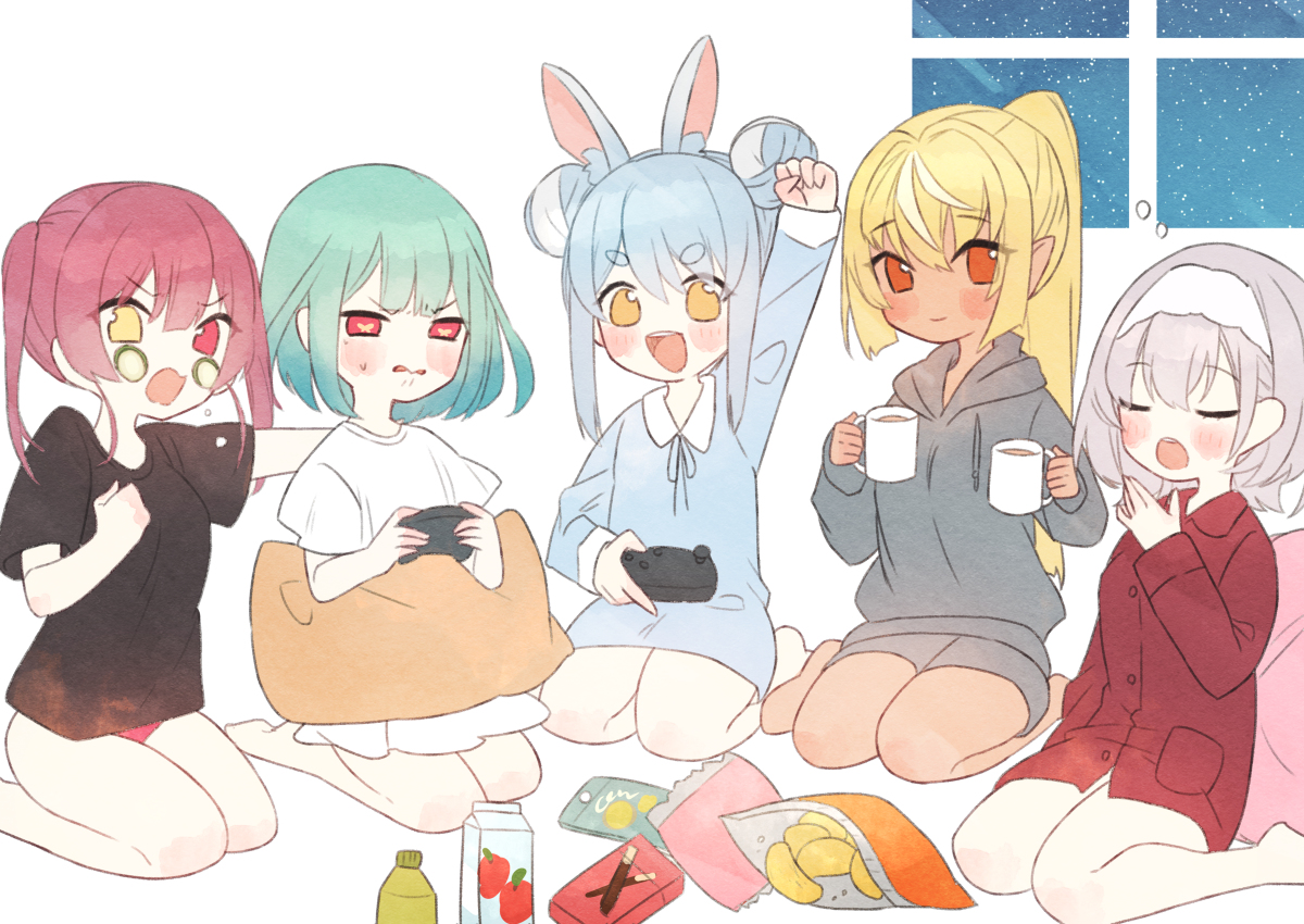 This is a pixiv picture whose title is お泊まり会🌃.