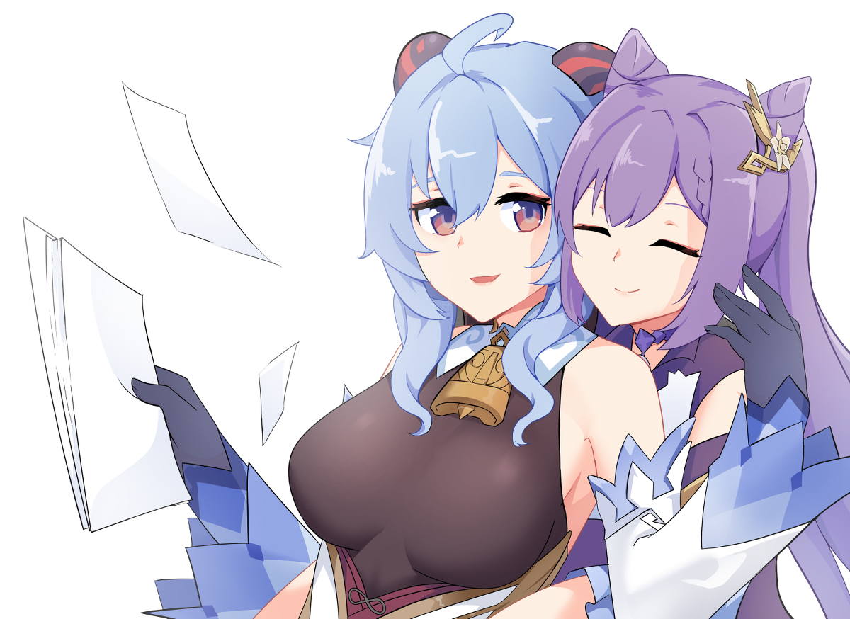 This is a pixiv picture whose title is Ganyu x Keqing OTP!.