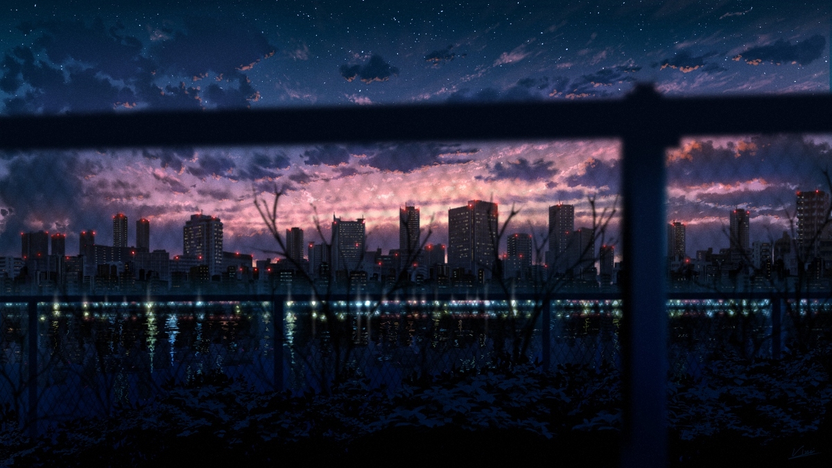 This is a pixiv picture whose title is 夜になる.