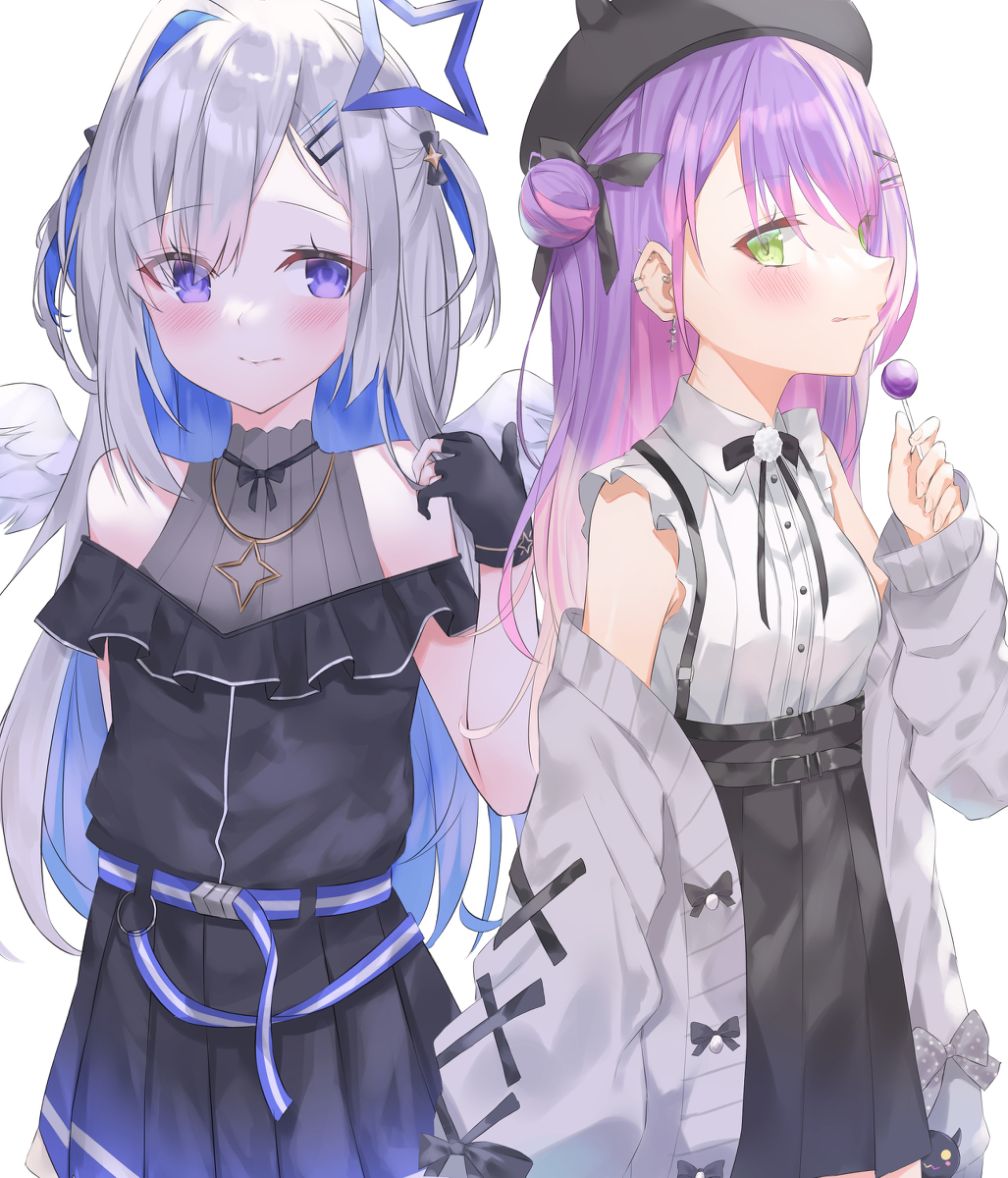 This is a pixiv picture whose title is 天使と悪魔.