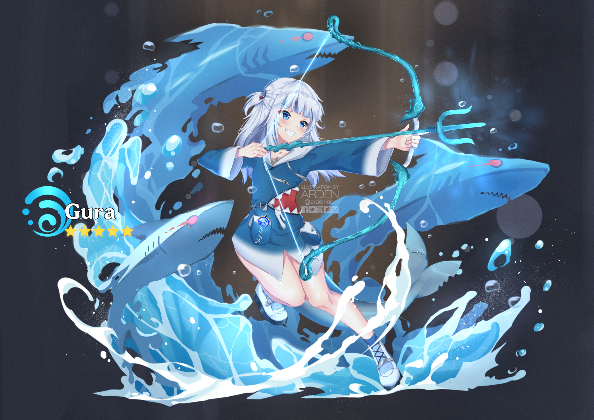 This is a pixiv picture whose title is がうる・ぐら x 原神.