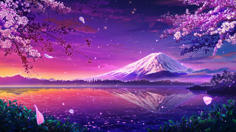 This is a pixiv picture whose title is 夕暮れの富士山.