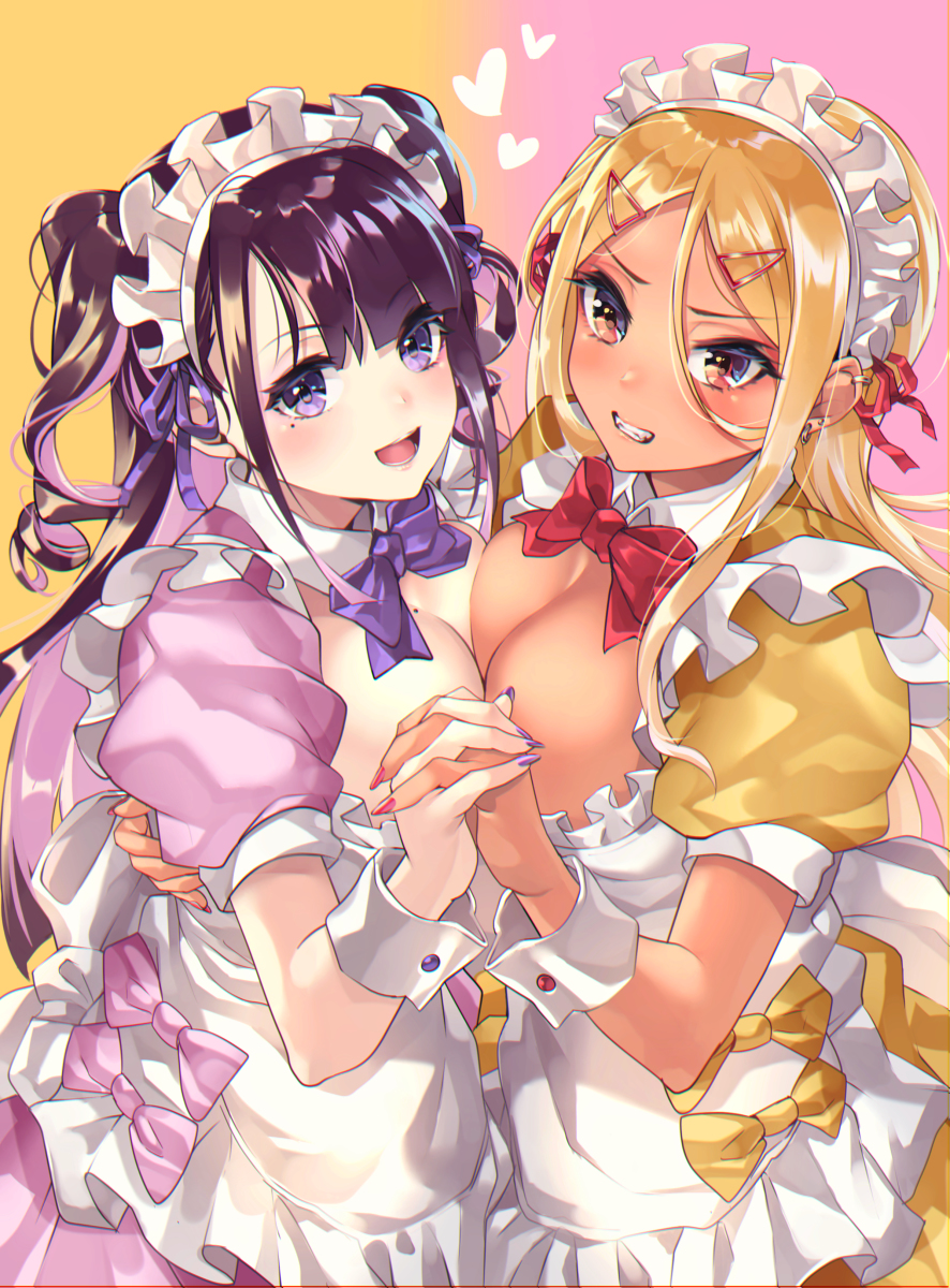 This is a pixiv picture whose title is メイド姫金コンビ💜💛.