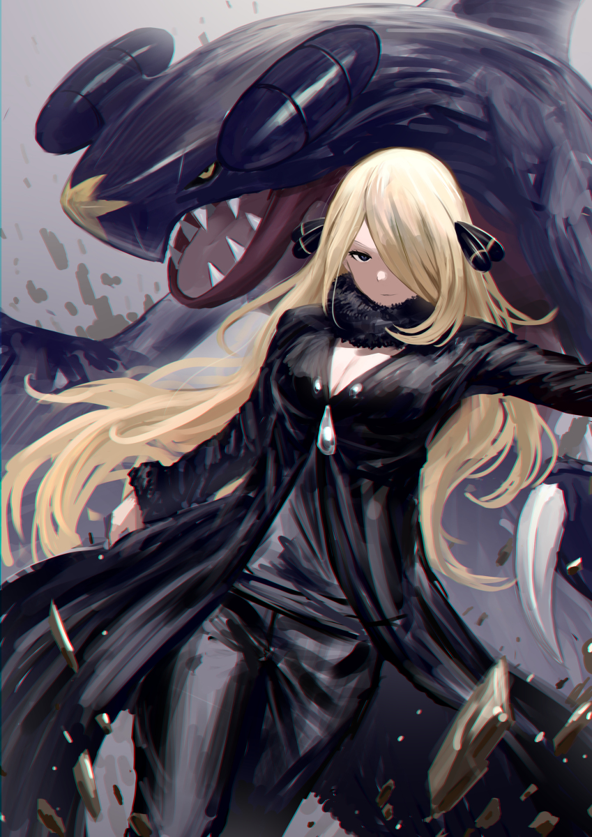 This is a pixiv picture whose title is シロナ×ガブリアス.