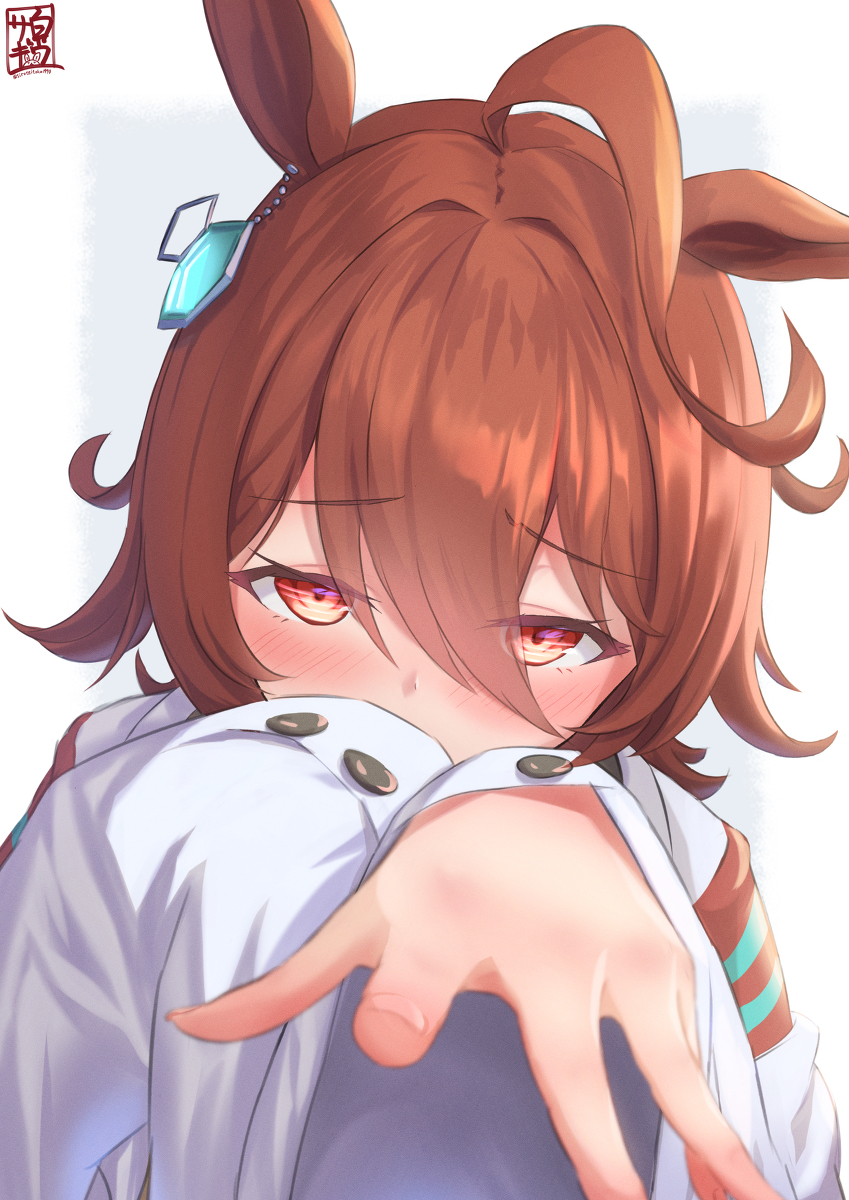 This is a pixiv picture whose title is 赤面タキオン.