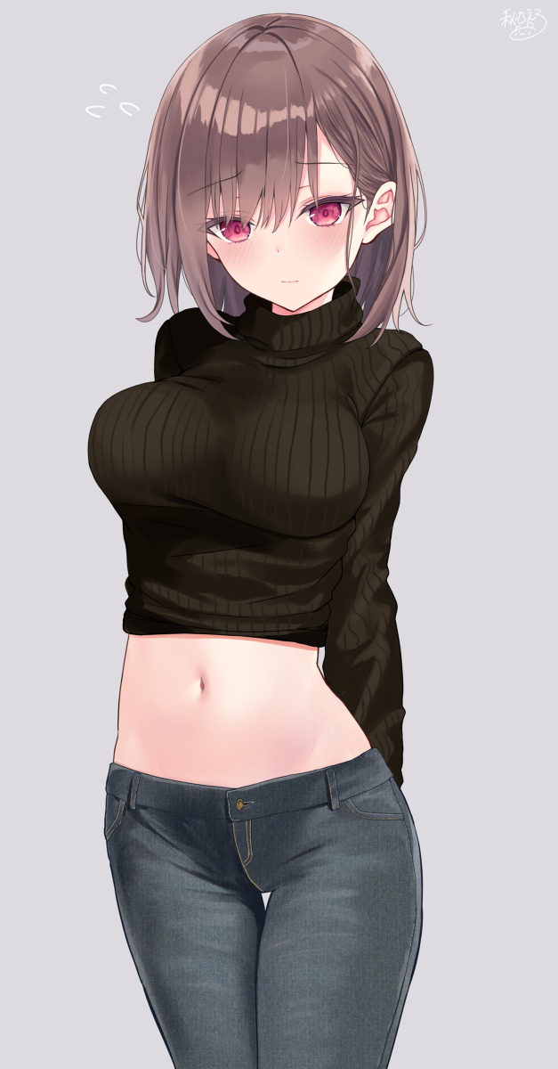 This is a pixiv picture whose title is へそ出しニット.