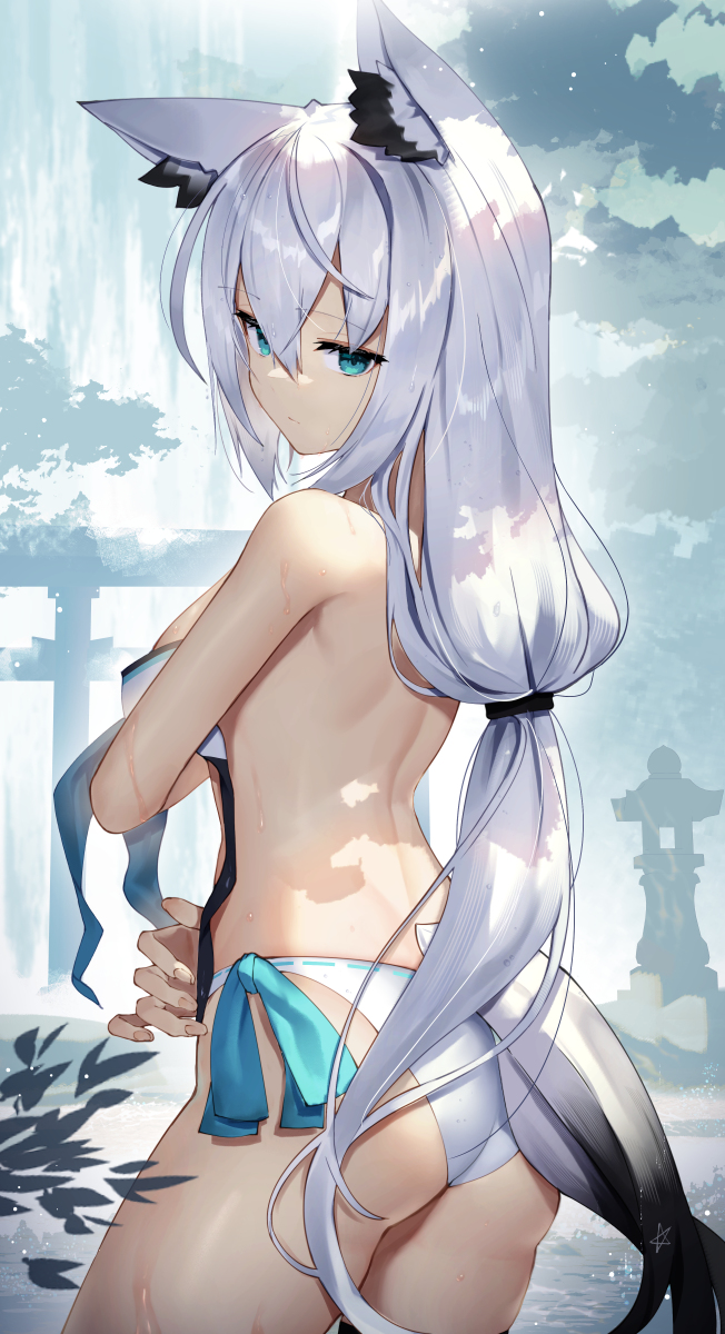 This is a pixiv picture whose title is 水着フブキ.