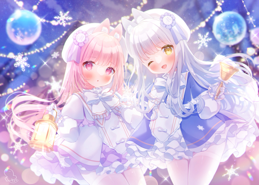 This is a pixiv picture whose title is 聖夜の天使たち🐰❄.