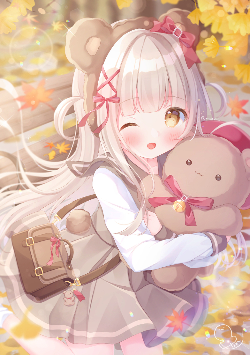 This is a pixiv picture whose title is むぎゅーっ🧸💝.