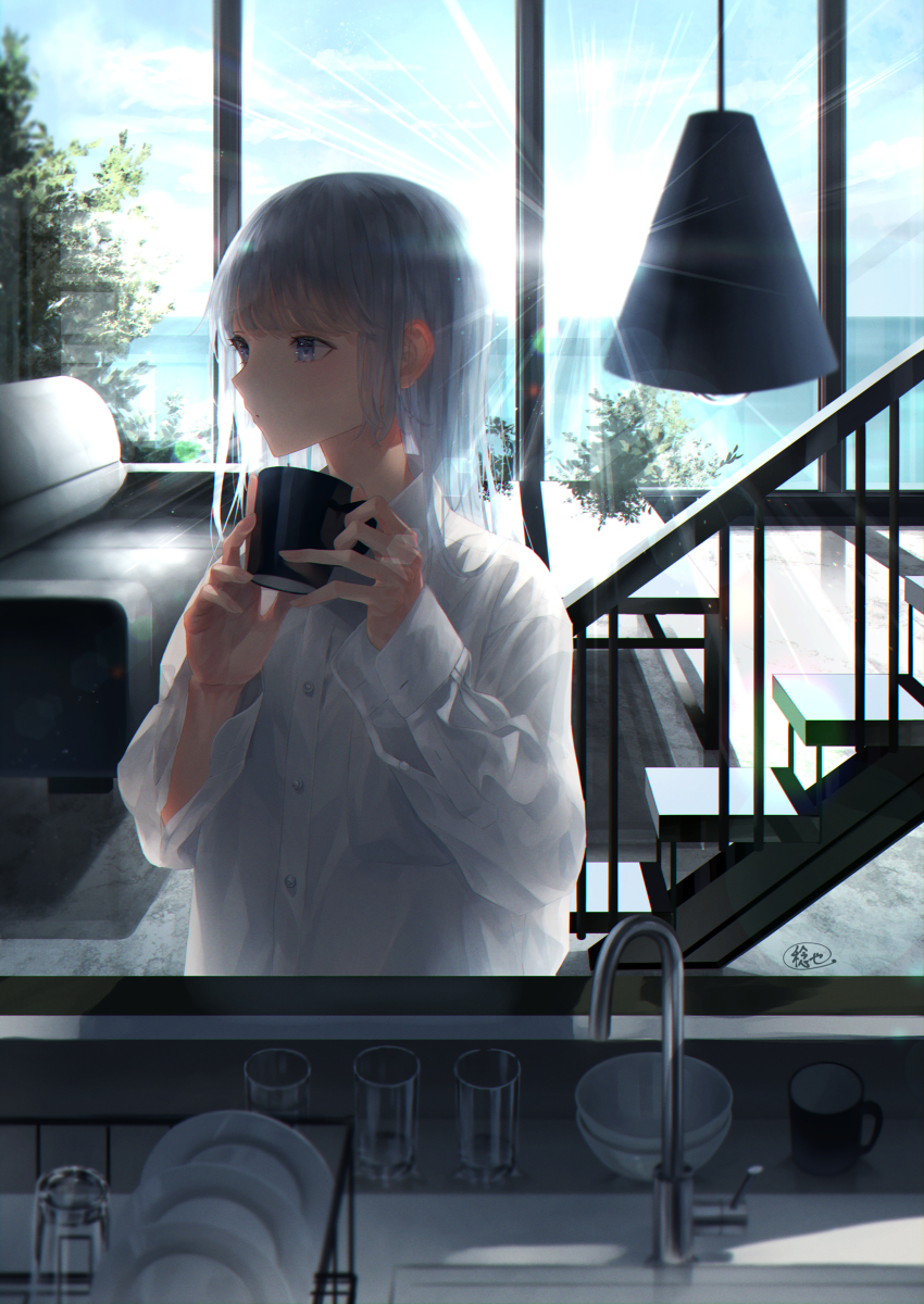 This is a pixiv picture whose title is 眠気覚まし.