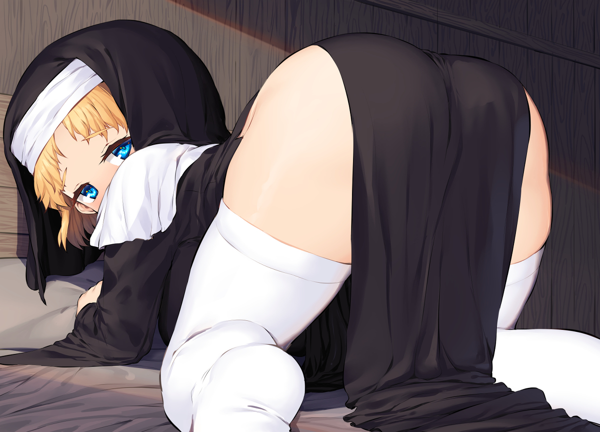 This is a pixiv picture whose title is 欲望に寛容なロリ巨乳シスターちゃんと.
