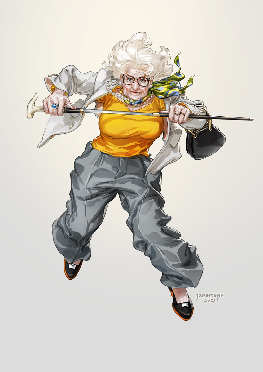 This is a pixiv picture whose title is Old lady.