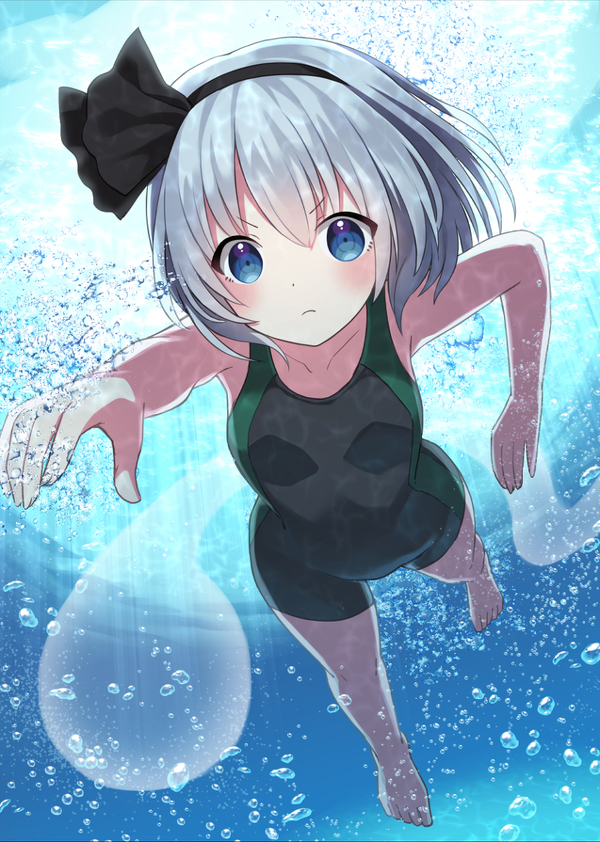 This is a pixiv picture whose title is 水泳する妖夢ちゃん.