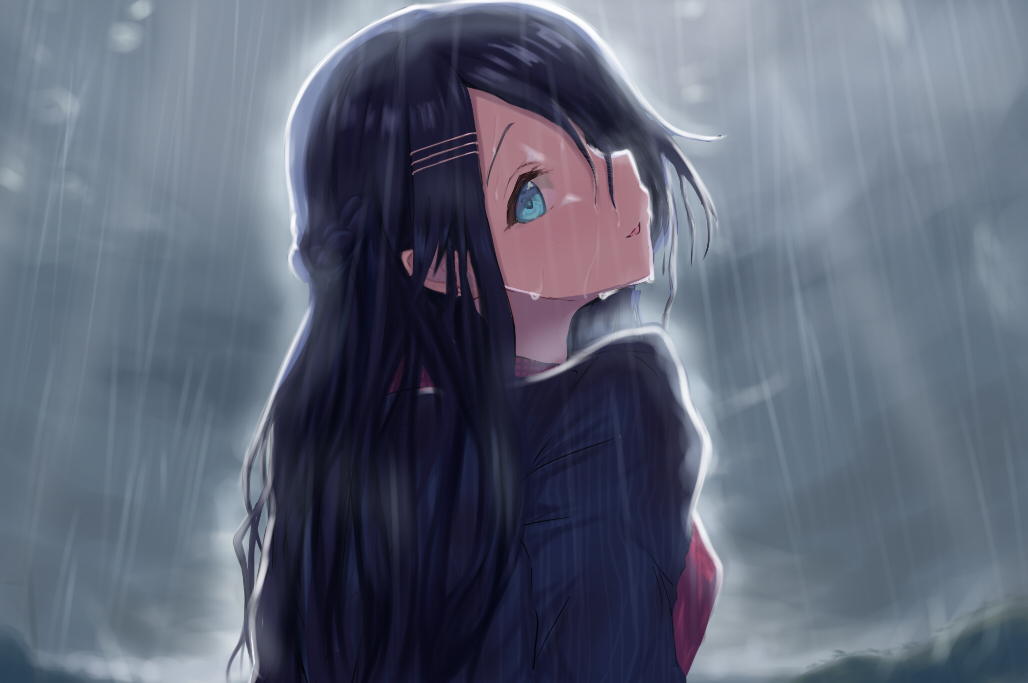 This is a pixiv picture whose title is 雨と峰.