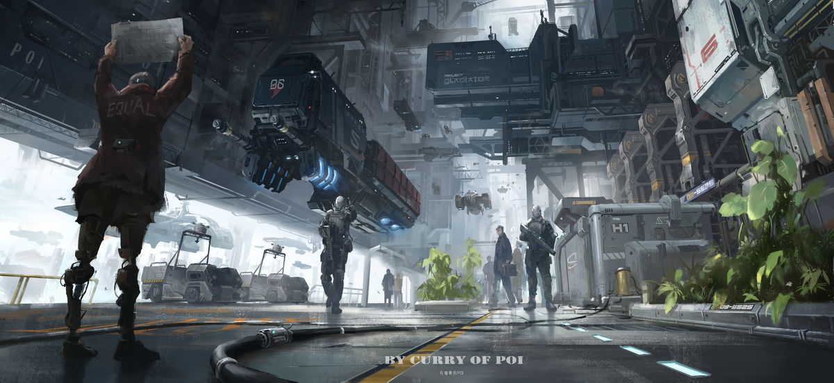 This is a pixiv picture whose title is 科幻空港.