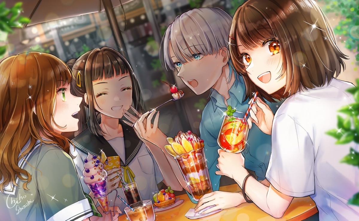 This is a pixiv picture whose title is 放課後カフェタイム🍹.