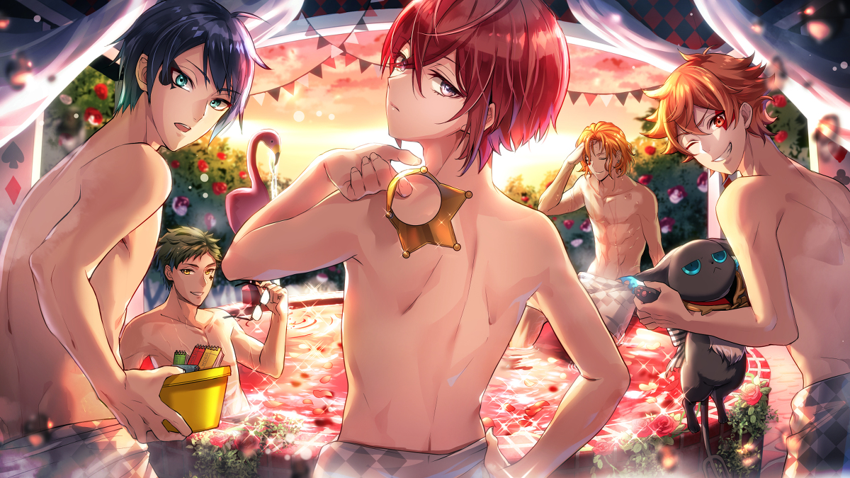 This is a pixiv picture whose title is NRC捏造温泉シリーズ_ハーツラビュル&オンボロ寮編.