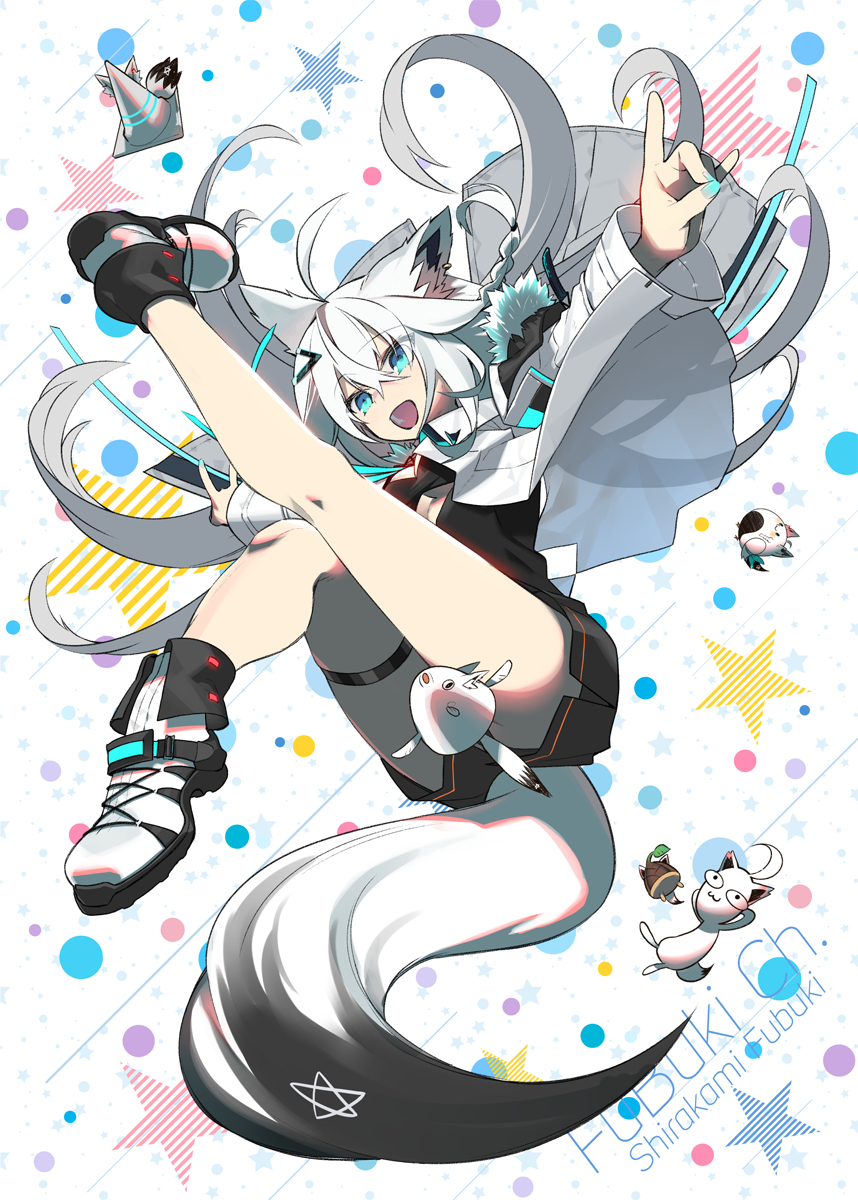 This is a pixiv picture whose title is 空から狐が降ってくる.