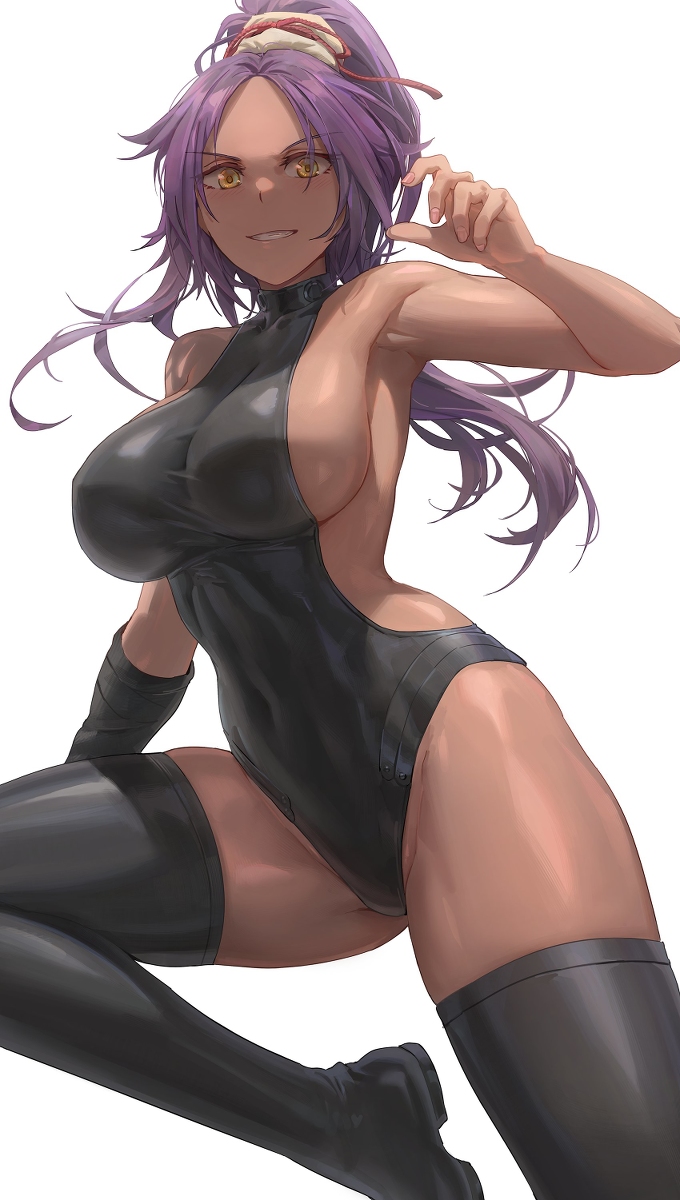 This is a pixiv picture whose title is 四楓院 夜一 (Yoruichi Shihōin).