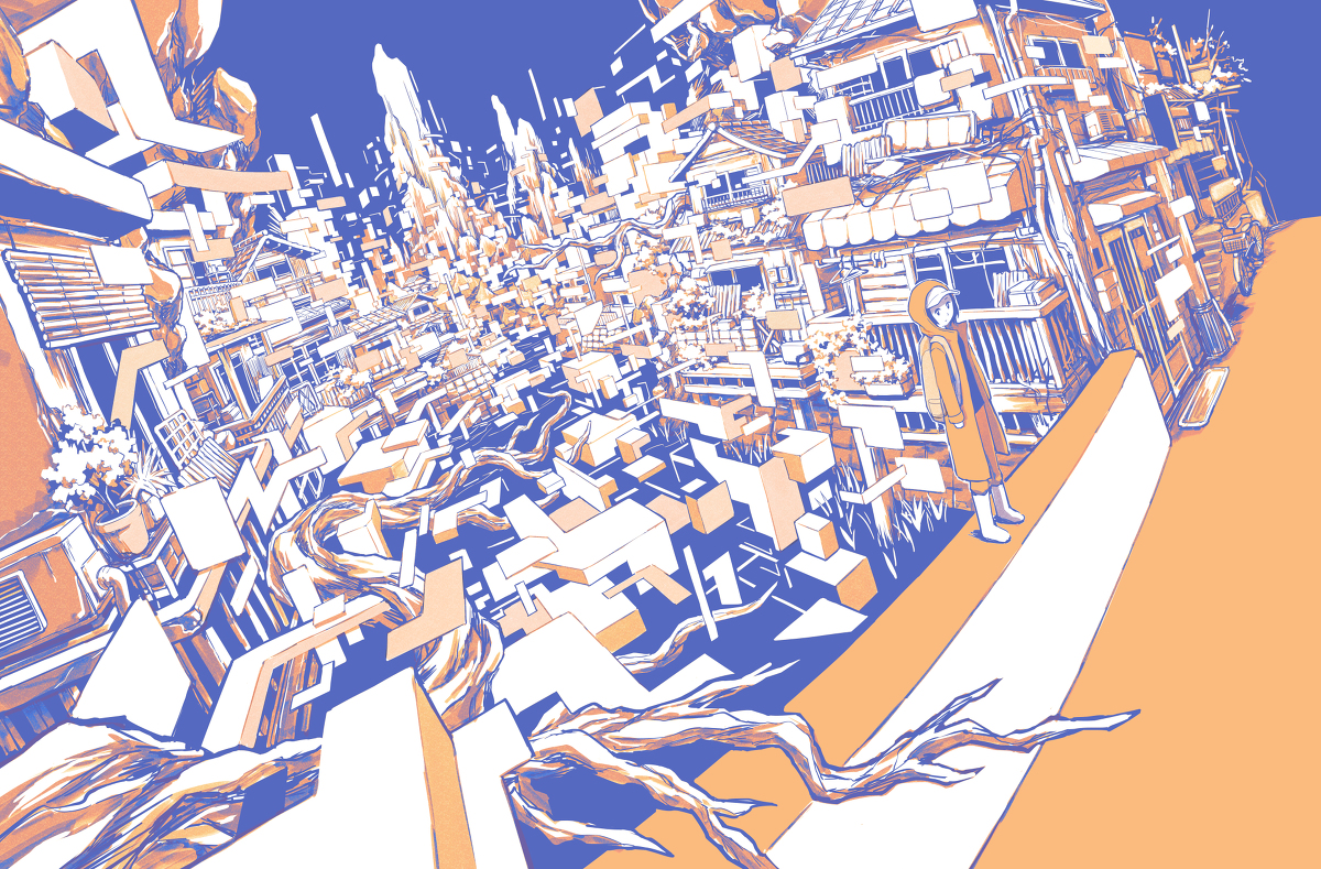 This is a pixiv picture whose title is 山水図.