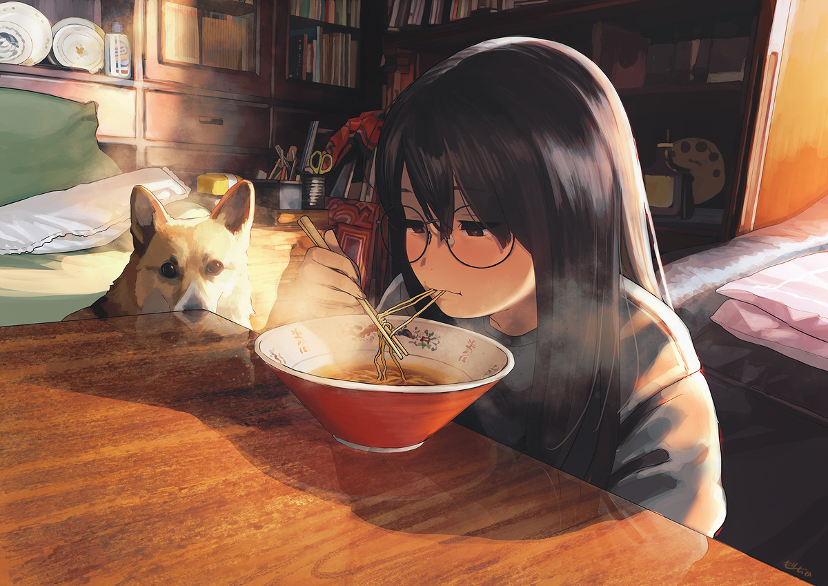 This is a pixiv picture whose title is ラーメン大好き.