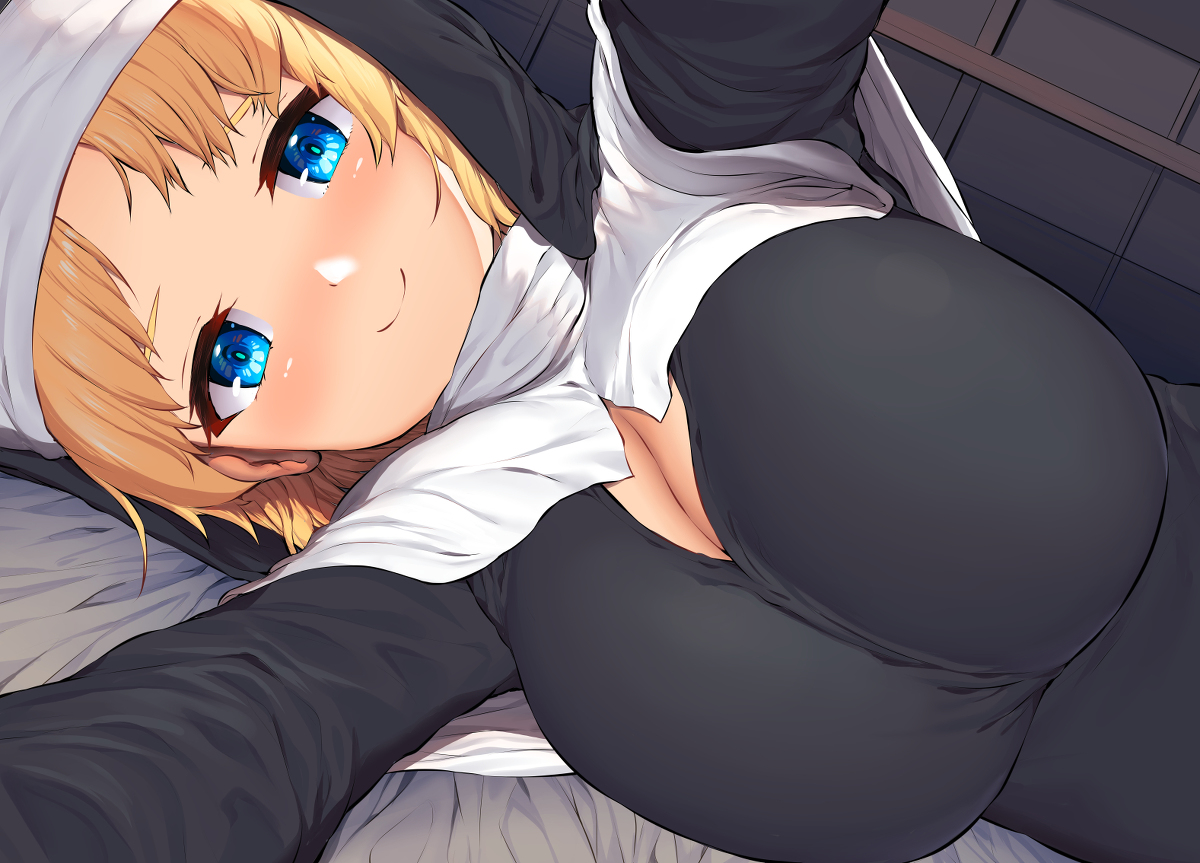 This is a pixiv picture whose title is 人肌が恋しいロリ巨乳シスターちゃんと.