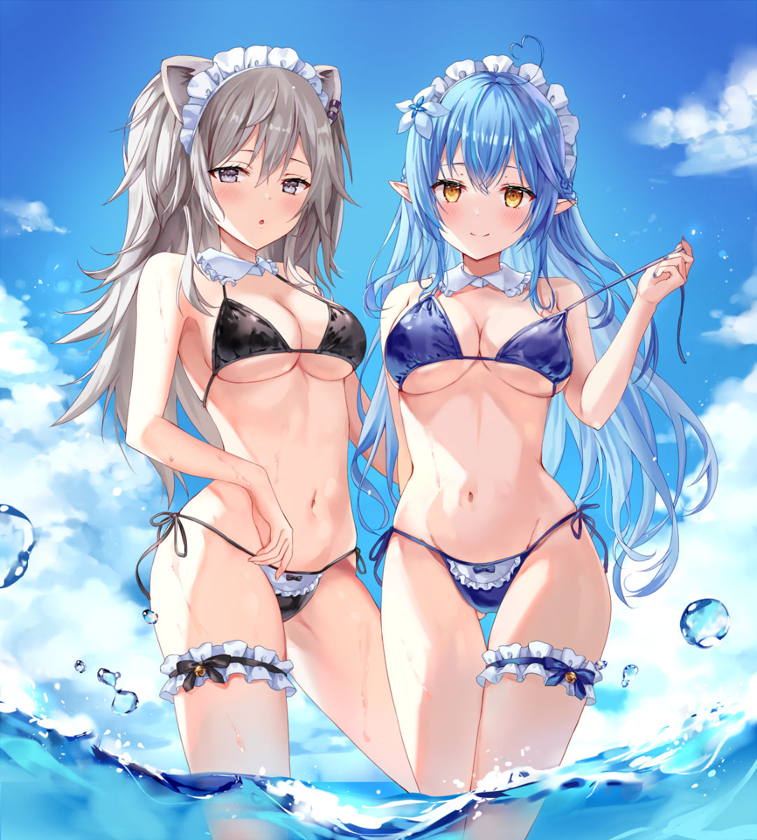 This is a pixiv picture whose title is メイドビキニ🌺.