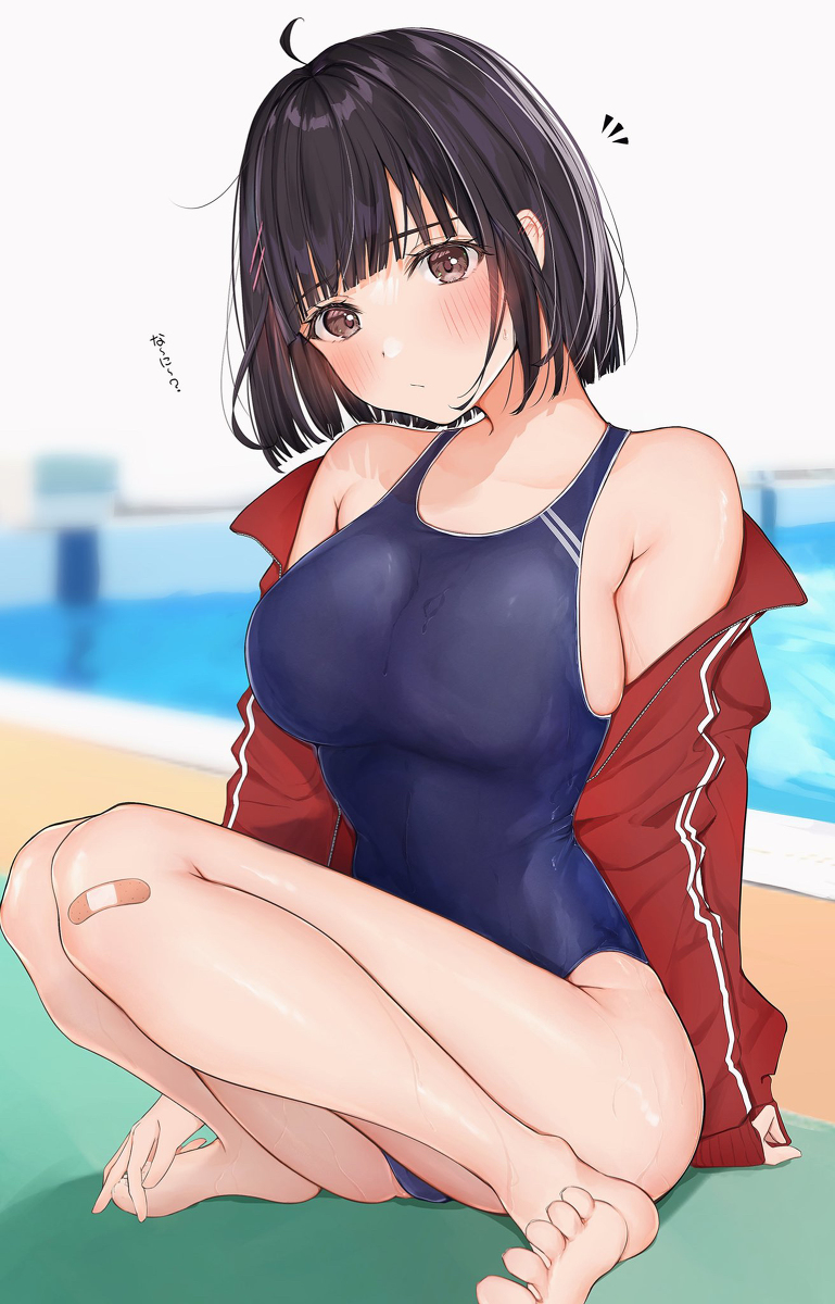 This is a pixiv picture whose title is スク水ボブちゃん！.