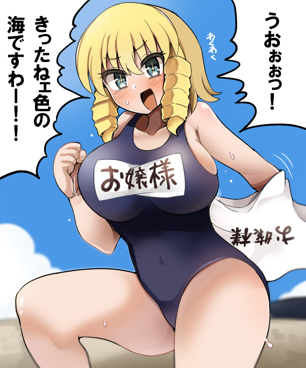 This is a pixiv picture whose title is 海に遊びに来たお嬢様.