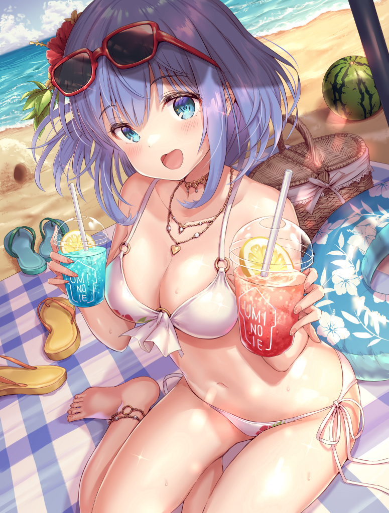 This is a pixiv picture whose title is ミソラちゃんと海で.