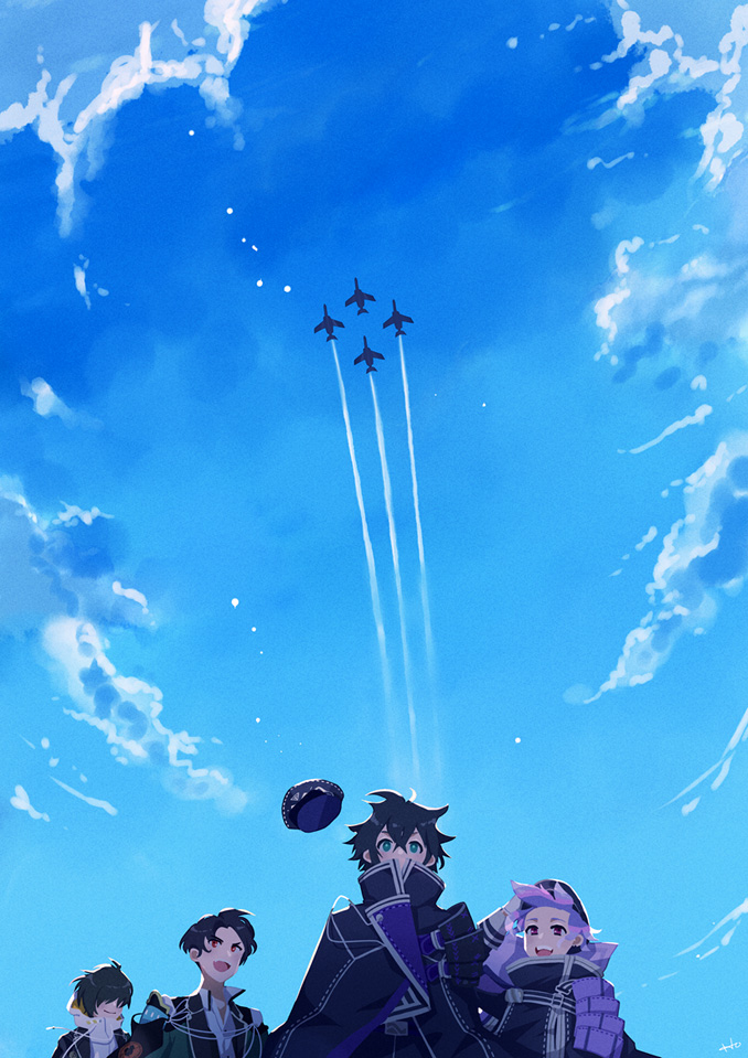 This is a pixiv picture whose title is 空に線.