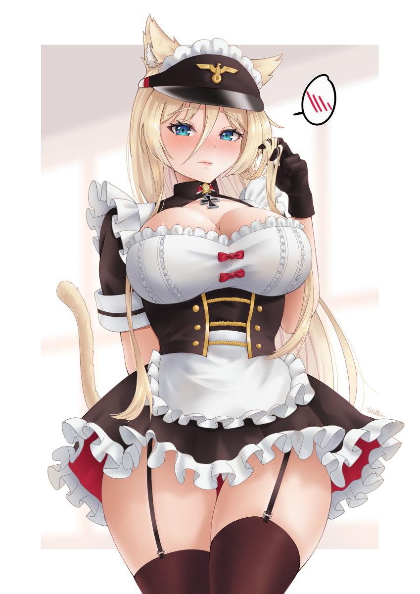 This is a pixiv picture whose title is Catgirl Maid Bismarck.