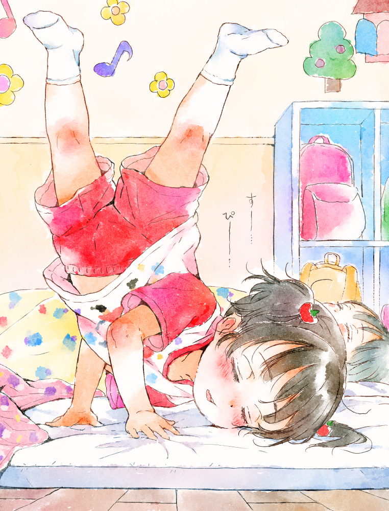 This is a pixiv picture whose title is これは寝相のクセが強すぎるリコちゃん。.