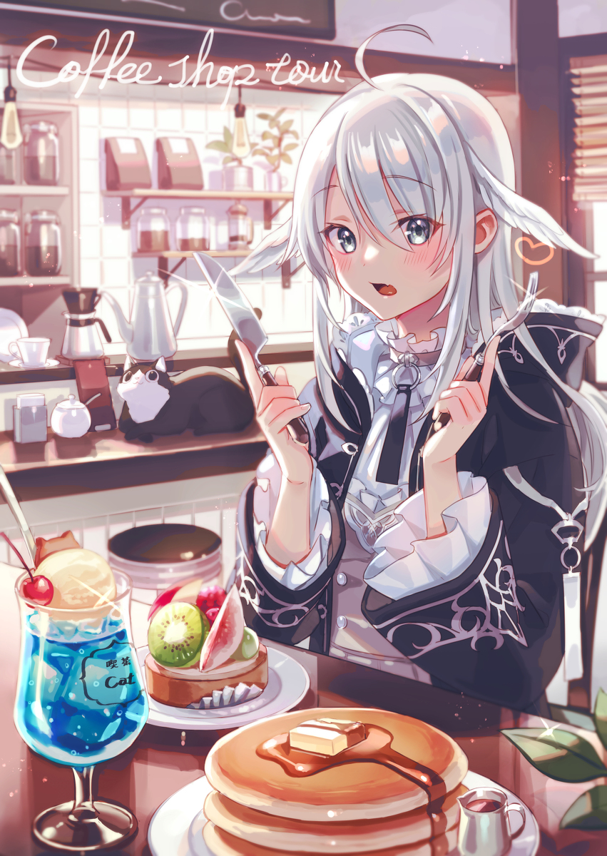 This is a pixiv picture whose title is 見習い天使の喫茶店巡り.