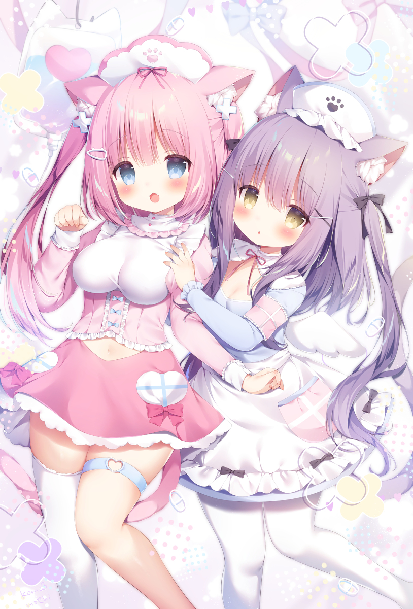 This is a pixiv picture whose title is ねこねこナースちゃんず🐱💉.