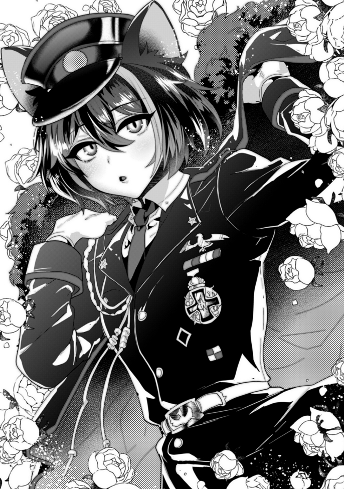 This is a pixiv picture whose title is ケモミミ軍服.