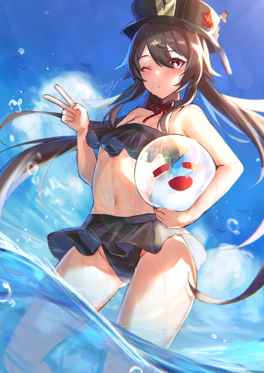 This is a pixiv picture whose title is 水着胡桃.