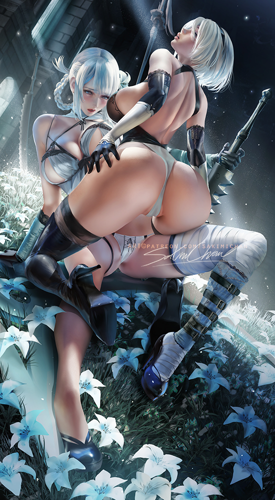 This is a pixiv picture whose title is カイネ X 2B Kaine X 2B 凯宁x2b.