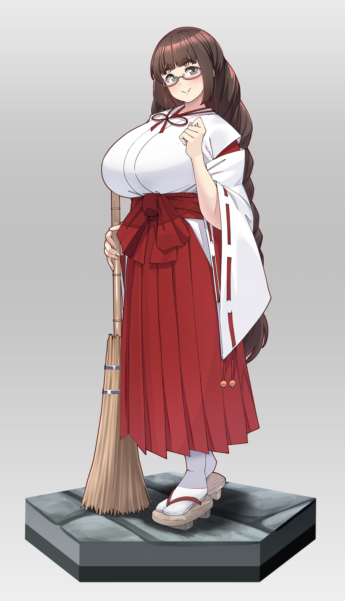 This is a pixiv picture whose title is 年末年始の神社に出現するどこにでもいるタイプの巫女(アルバイト).
