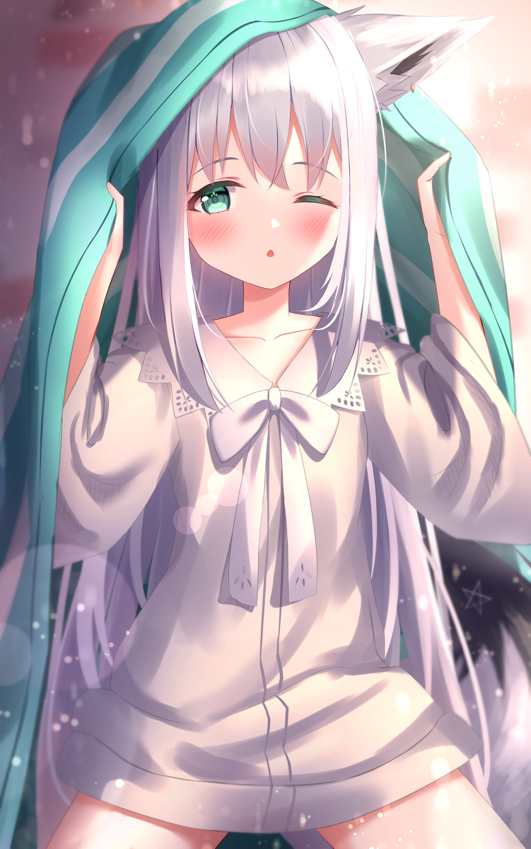 This is a pixiv picture whose title is ねむねむきーつねっ！.