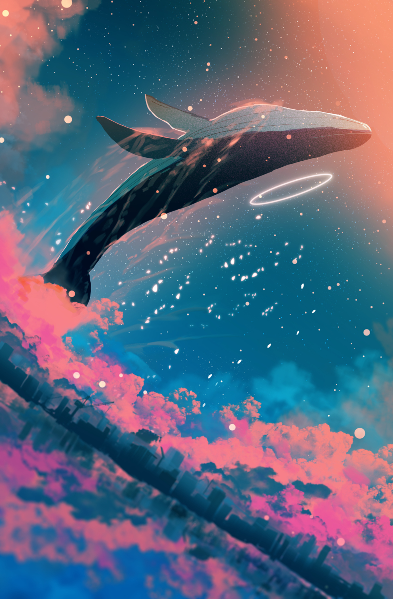 This is a pixiv picture whose title is 夢見る鯨.