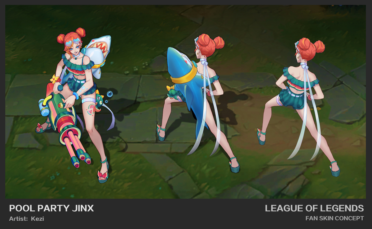 This is a pixiv picture whose title is Pool Party Jinx Fanskin concept.