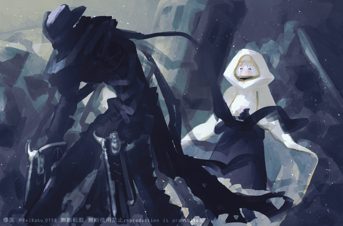 This is a pixiv picture whose title is 【落書き】創作修道女ちゃんとくろいの２.