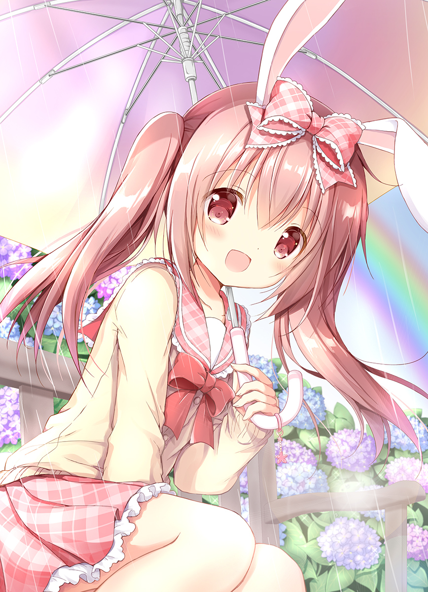 This is a pixiv picture whose title is ウサ耳ちゃんと紫陽花.