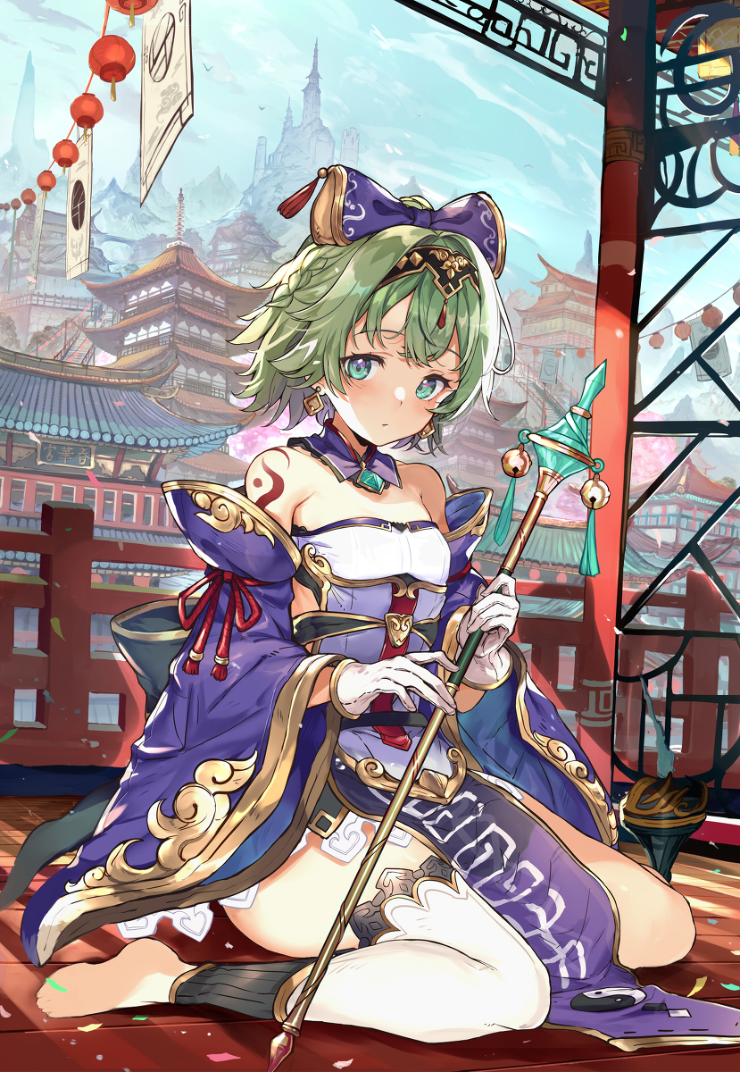 This is a pixiv picture whose title is 中華風背景と女の子.