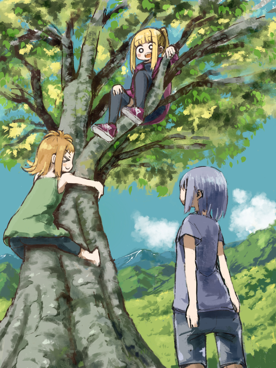 This is a pixiv picture whose title is 木登り.